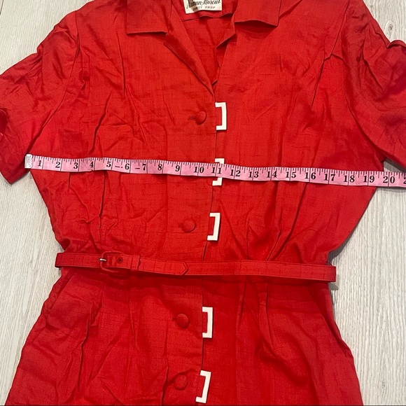 Neiman-Marcus Sports Shop Red Button Up Short Sleeve Dress VINTAGE - Picture 7 of 12